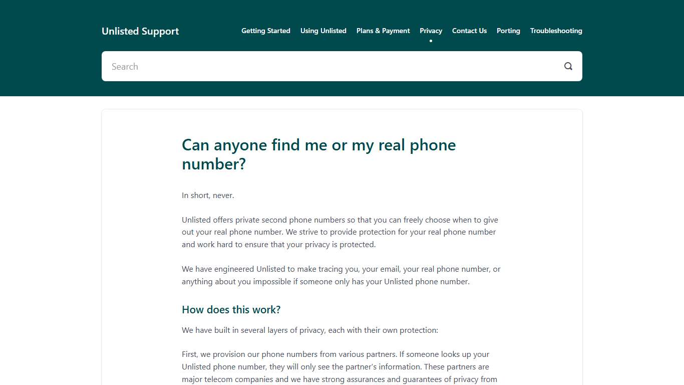 Can anyone find me or my real phone number? - Unlisted Support